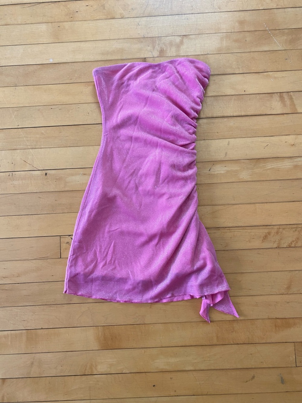 Princess Polly Strapless Shimmery Pink Ruched Mini Dress